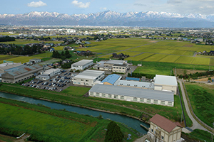 立山連峰を望む本社工場